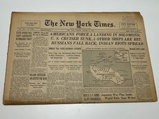 1942 New York Times GUADALCANAL Marines Landing Solomon Islands WWII Aug 11 picture