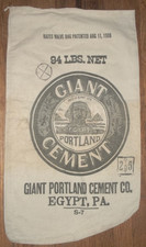 EGYPT PA VINTAGE LINEN GIANT PORTLAND CEMENT SACK 1908  94 lbs Net SPHINX  Bates picture