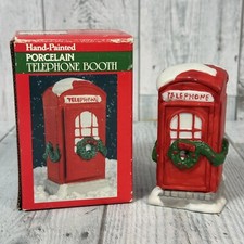 Vintage Caldor Hand Painted Porcelain Christmas Telephone Booth picture