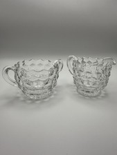 Vintage Fostoria American Crystal Clear Open Sugar Bowl and Creamer picture