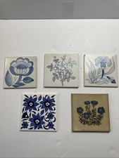 Five Blue Flower Vintage Lot of 6 x 6 Tiles flowers vary picture