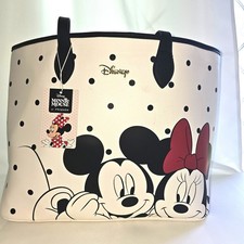 Disney Mickey & Minnie Mouse Faux Leather Large Polka Dot Tote Bag Primark NWT picture