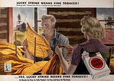 1943 Lucky Strike Cigarette Print Ad, WW2 Era, War Bonds & Stamps Memorabilia picture