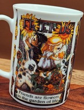 Vintage 1997 Reco Jody Bergsma Friendship Mug Friends Garden Rabbits picture
