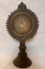 Authentic Antique Tibetan / Nepalese Buddhist solid Bronze Altar Mirror (Melong) picture