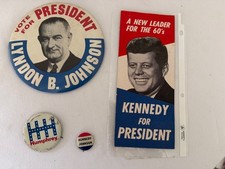 Vintage 1960s Political Memorabilia Lot JFK Brochure LBJ Button Humphrey picture