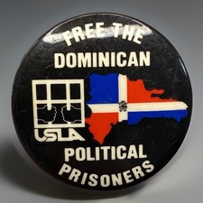 VTG 1960s USLA Free The Dominican Political Prisoners Cause Pinback Button Pin picture