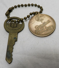 1940s Miller High Life Beer Watch Fob Girl Moon Key Chain W Ford Car Key Vintage picture
