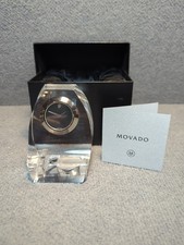 Movado Museum Crystal Desk Shelf Clock Quartz Original Box Collectible Cert picture