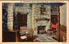 1937 Old Fort Niagara NY Commanding Officer's Room Castle Linen Postcard picture