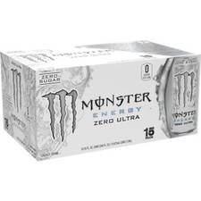 New Monster Energy Zero Ultra, Sugar Free Energy Drink, 16 Ounce (Pack of 15) picture