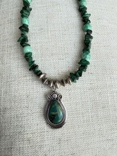 Vintage Running Bear Sterling Silver Turquoise Pendant Necklace Native American  picture
