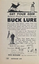 1956 Print Ad Pete Rickard Original Indian Formula Buck Deer Lure Cobleskill,NY picture