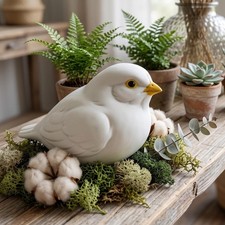 A.K. Kaiser West Germany White Bird Figurine Bisque Porcelain Yellow Beak VTG picture
