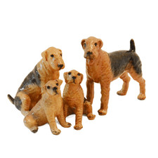 Mortens Studio Antique Airedale Terrier Family of 4 Ceramic Figurines 1930s picture
