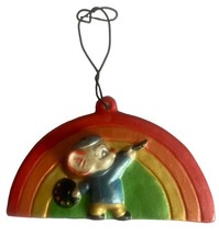 Vintage Mouse Artist Painting Rainbow Ornament Wall Hanging  Figurine Decor picture