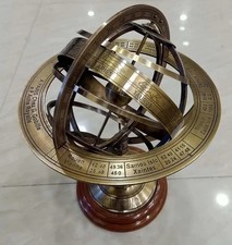 Antique Brass Engraved Armillary 12'' Tabletop Nautical Sphere World Armillary picture
