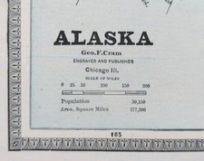 Vintage 1884 ALASKA Map 13
