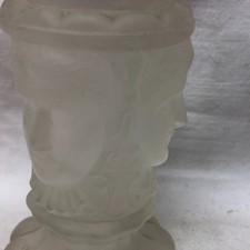Vintage Frosted Glass Toothpick Holder Faces picture