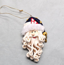 Papel Giftware Santa Head Ornament Patriotic Resin Polyclay Flag Hat 1998 Vtg picture