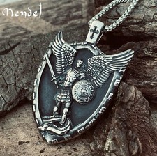 MENDEL Mens Catholic Christian Saint St Michael Medal Medallion Pendant Necklace picture