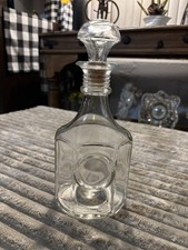 Vintage Prohibition Era Clear Glass Liquor Decanter With An Octagonal Shape picture