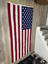 Vintage 9ft x 4ft 100% Cotton American Flag 100% Cotton Made in USA Valley Forge picture