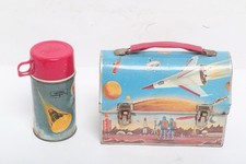 Vintage 1960s Astronaut Space Age Thermos Brand Metal Dome Lunchbox picture
