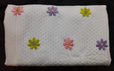 REDUCED Fabric, Embroidered White Waffle Weave, 1 yard x 44