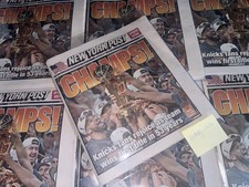 CHAMPS KNICKS WIN NBA FINALS New York Post WE'RE NUMBER BRUN Newspaper 6-14-26 picture