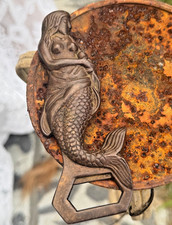 Vintage Solid Brass Mermaid Bottle Opener, Figural Nautical Ocean Siren Sea Godd picture