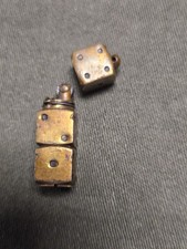 Rare Old Antique Solid Brass 1940's Era petrol lighter shaped like dice Japan picture