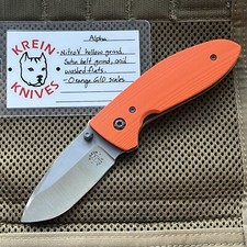 Tom Krein Knives Alpha Liner Lock Nitro V Hollow Grind Orange G10 BRNLY Case EDC picture