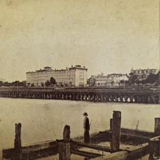 Carbutt  Stereoview Chicago Terrace Block fr Breakwater IC Railroad 1860's Rare picture