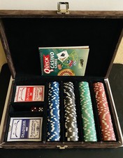 VTG Rare Deadwood HBO show Gamblers Kit - Suede Case- Cards- Poker Chips- Dice picture