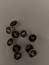 10PCS  Small LV Logo 13mm  Stamped Golden Round Buttons  picture