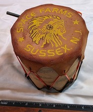 Vintage Tom-Tom Drum w/Indian & Drumstick from Space Farms in Sussex NJ picture