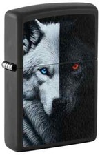 Zippo Two Wolves Design Black Matte Color Image 46694 picture