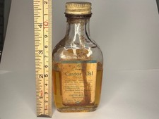 Vintage Castor Oil Glass Bottle With Contents picture