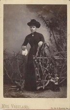 A BEREAVED WOMAN IN THE WOODS IN McPHERSON, KS -FEMALE PHOTOGRAPHER, CAB CARD picture