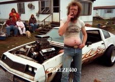 Americana Photo/1980'S TRAILER PARK FAMILY HANGING OUTSIDE WITH CAR/4x6 Clr.Rpt. picture