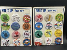 VTG 1970s/1980s PIN IT UP YOUR WAY Pinback Button Display Card Novelty 24 Pins picture