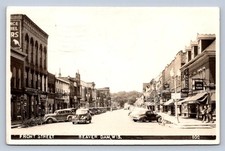 J90/ Beaver Dam Wisconsin RPPC Postcard c40-50s Front Street Stores 524 picture