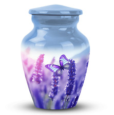 Memorial Purple Butterfly Large Urn, Personalised Cremation Urn Keepsake picture