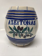 Vintage Hand Painted Ceramic Pottery Floral Planter Portugal Azeitonas (Olives) picture