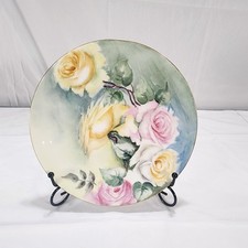 Rare Antique D&C France Hand Painted Floral Gold Trim 8.5 Inch Plate Green Stamp picture