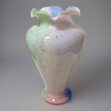 Vase Creazioni Sylvestri Murano Crystal Labeled Pink Blue Green Ombré Large 14” picture