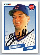 Steve Wilson Autographed 1990 Fleer #49 Chicago Cubs Baseball Card Auto picture