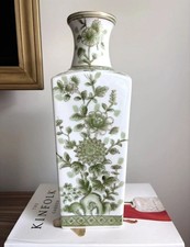 Vintage Norleans Japan Vase Green with Flowers 14.5