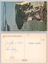 1969 Cedar Point Aerial View Postcard Lake Erie Marina Funway Ohio Plastichrome picture